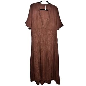 Anthropologie The Kallie Maxi Gauze Lagenlook Tiered Dress Boho Sz L Coastal